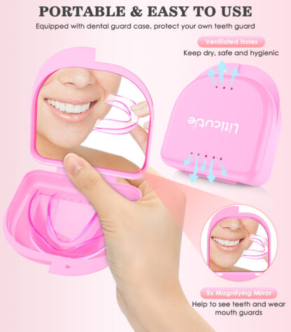Mouth Guard for Grinding Teeth, 4 Pack Moldable Teeth Guard at Night Sleep Jaw Clenching & Bruxism, Ventilated Teeth Grinding Guard Box with 5X Magnifying Mirror - Image 4